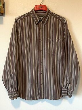 Y2K Eddie Bauer Button Down - Lightweight & Earth Tones - Size Large